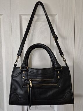 Rosetti black faux leather tote bag with removable strap